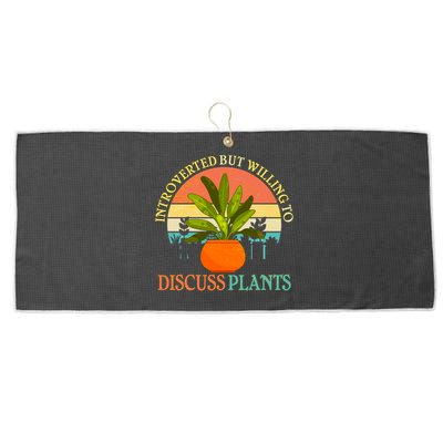 Retro Introverted But Willing To Discuss Plants Large Microfiber Waffle Golf Towel