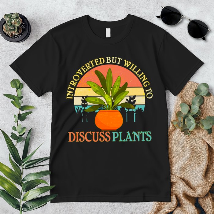 Retro Introverted But Willing To Discuss Plants Premium T-Shirt