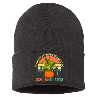 Retro Introverted But Willing To Discuss Plants Sustainable Knit Beanie