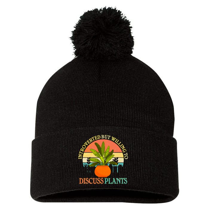 Retro Introverted But Willing To Discuss Plants Pom Pom 12in Knit Beanie