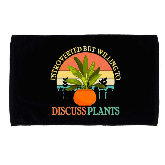 Retro Introverted But Willing To Discuss Plants Microfiber Hand Towel