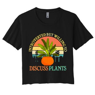 Retro Introverted But Willing To Discuss Plants Crop Top