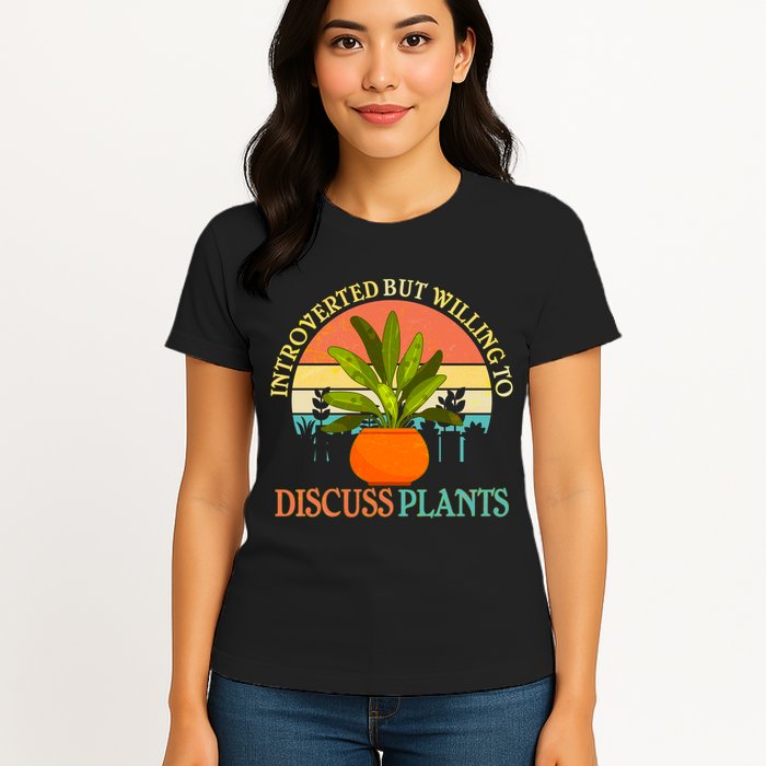Retro Introverted But Willing To Discuss Plants Womens T-Shirt
