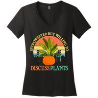 Retro Introverted But Willing To Discuss Plants Women's V-Neck T-Shirt