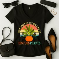 Retro Introverted But Willing To Discuss Plants Women's V-Neck T-Shirt