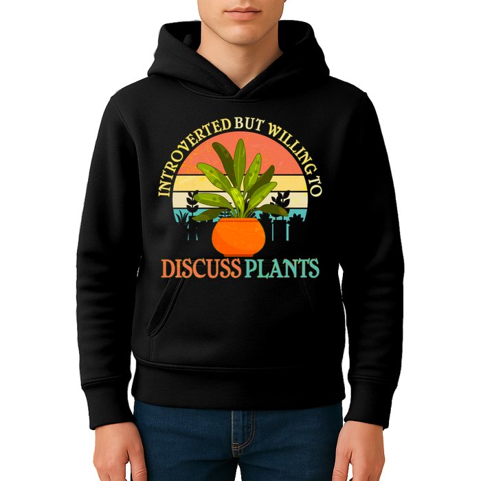 Retro Introverted But Willing To Discuss Plants Kids Hoodie
