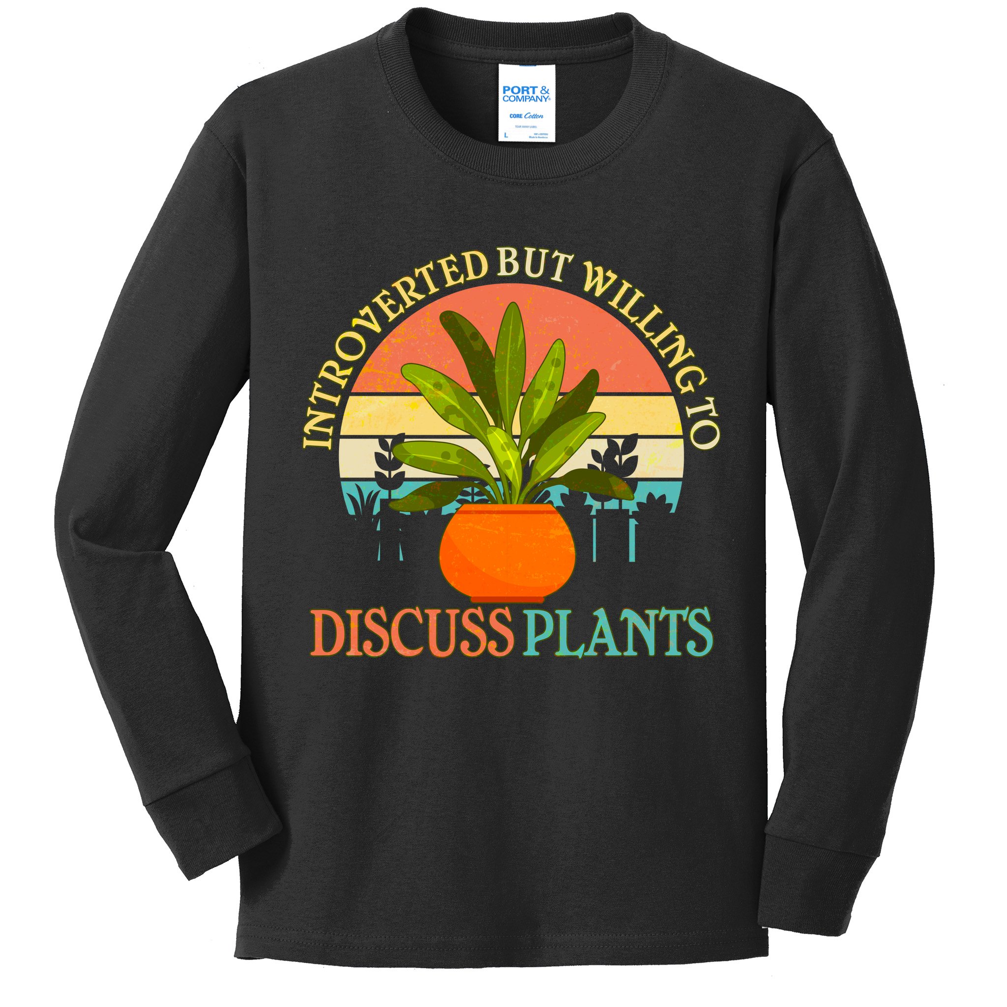 Retro Introverted But Willing To Discuss Plants Kids Long Sleeve Shirt
