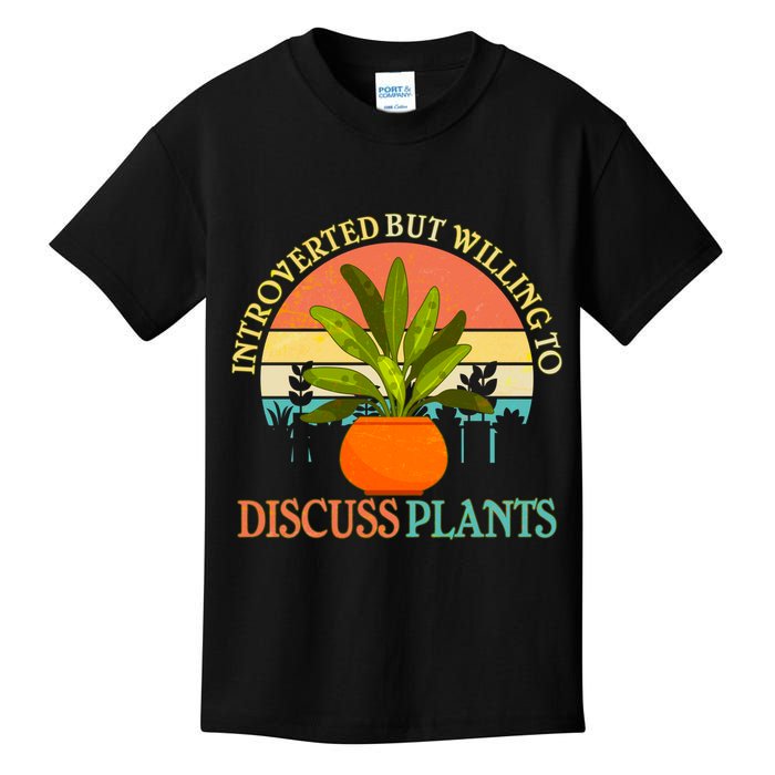 Retro Introverted But Willing To Discuss Plants Kids T-Shirt