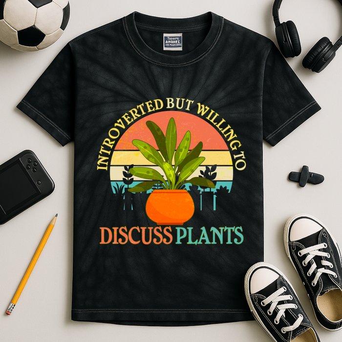 Retro Introverted But Willing To Discuss Plants Kids Tie-Dye T-Shirt