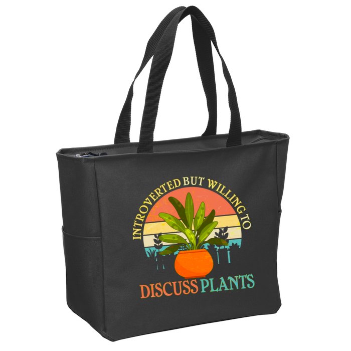 Retro Introverted But Willing To Discuss Plants Zip Tote Bag