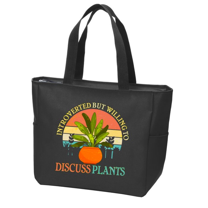 Retro Introverted But Willing To Discuss Plants Zip Tote Bag