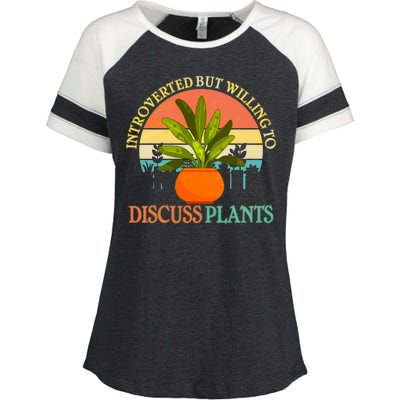 Retro Introverted But Willing To Discuss Plants Enza Ladies Jersey Colorblock Tee