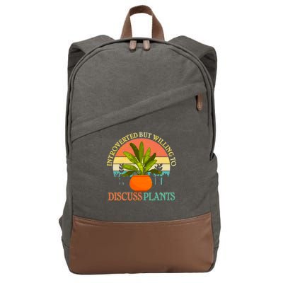 Retro Introverted But Willing To Discuss Plants Cotton Canvas Backpack