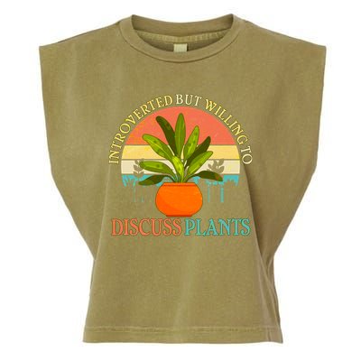 Retro Introverted But Willing To Discuss Plants Garment-Dyed Women's Muscle Tee