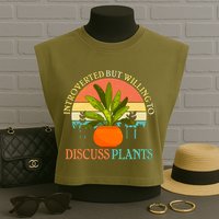 Retro Introverted But Willing To Discuss Plants Garment-Dyed Women's Muscle Tee