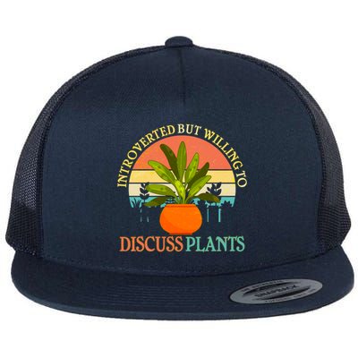 Retro Introverted But Willing To Discuss Plants Flat Bill Trucker Hat