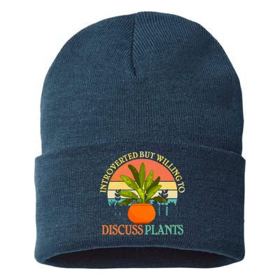 Retro Introverted But Willing To Discuss Plants Sustainable Knit Beanie