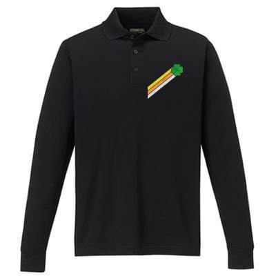 Retro Irish Clover Comet Performance Long Sleeve Polo