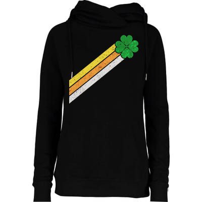 Retro Irish Clover Comet Womens Funnel Neck Pullover Hood