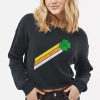 Retro Irish Clover Comet Cropped Pullover Crew