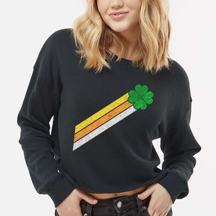 Retro Irish Clover Comet Cropped Pullover Crew