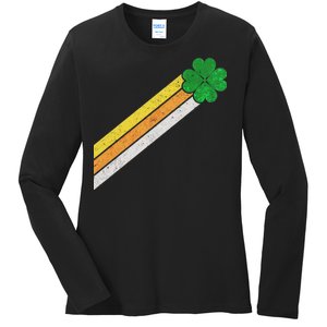 Retro Irish Clover Comet Ladies Long Sleeve Shirt