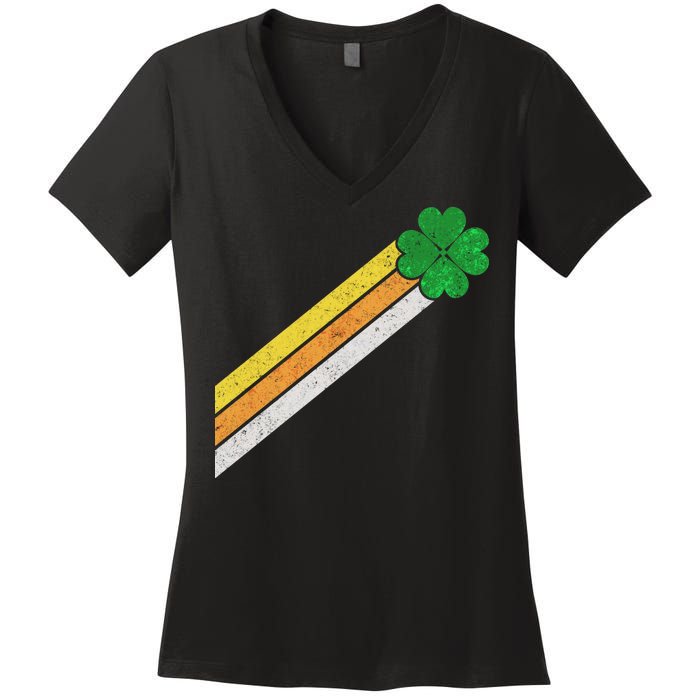 Retro Irish Clover Comet Women's V-Neck T-Shirt