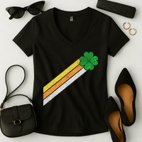 Retro Irish Clover Comet Women's V-Neck T-Shirt