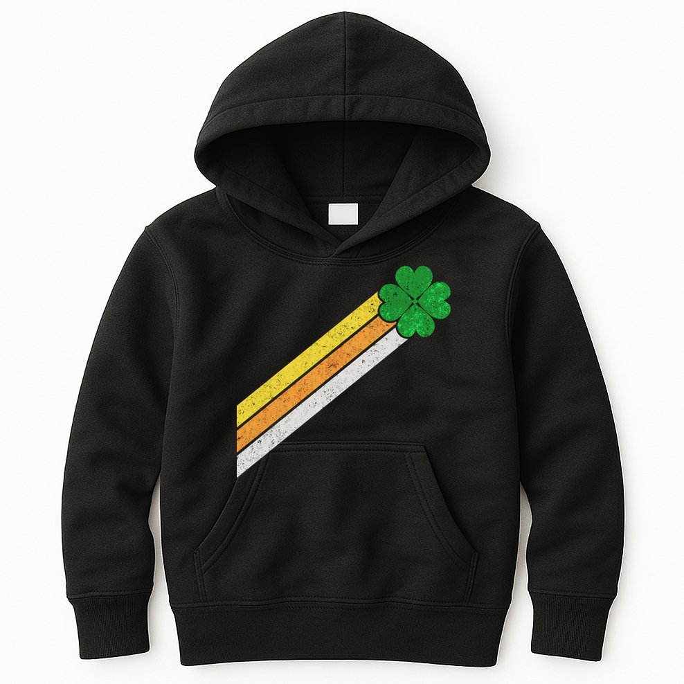Retro Irish Clover Comet Kids Hoodie