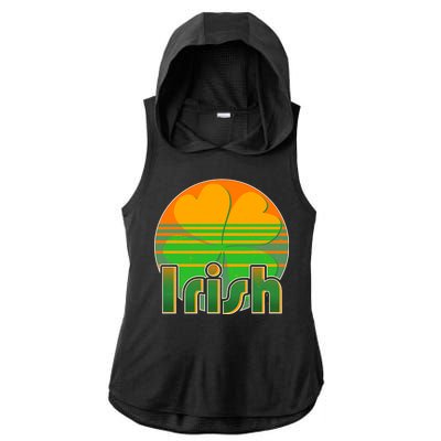 Retro Irish Shamrock Emblem Ladies PosiCharge Tri-Blend Wicking Draft Hoodie Tank