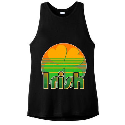 Retro Irish Shamrock Emblem Ladies PosiCharge Tri-Blend Wicking Tank