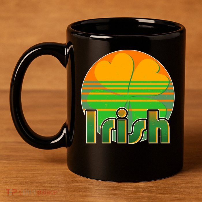Retro Irish Shamrock Emblem 11oz C Handle Ceramic Mug