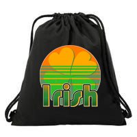 Retro Irish Shamrock Emblem Drawstring Bag