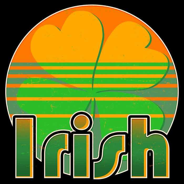Retro Irish Shamrock Emblem Drawstring Bag