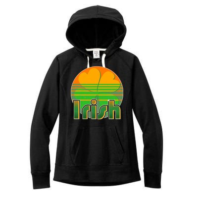 Retro Irish Shamrock Emblem Women's Fleece Hoodie