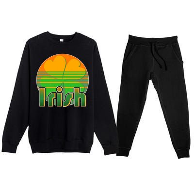 Retro Irish Shamrock Emblem Premium Crewneck Sweatsuit Set