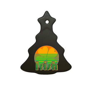 Retro Irish Shamrock Emblem Ceramic Tree Ornament