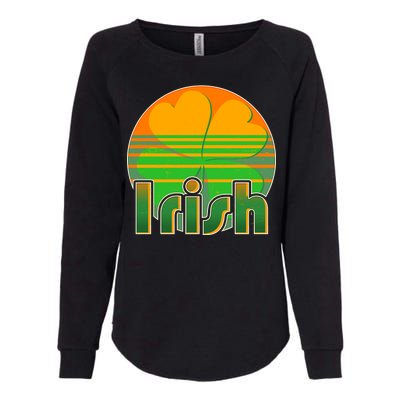 Retro Irish Shamrock Emblem Womens California Wash Sweatshirt