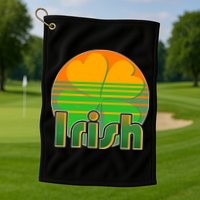 Retro Irish Shamrock Emblem Golf Towel