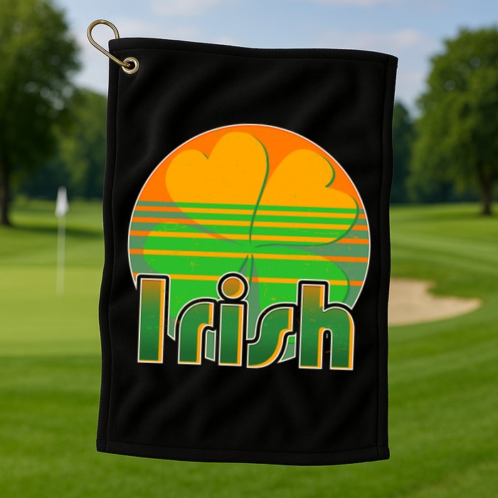 Retro Irish Shamrock Emblem Golf Towel