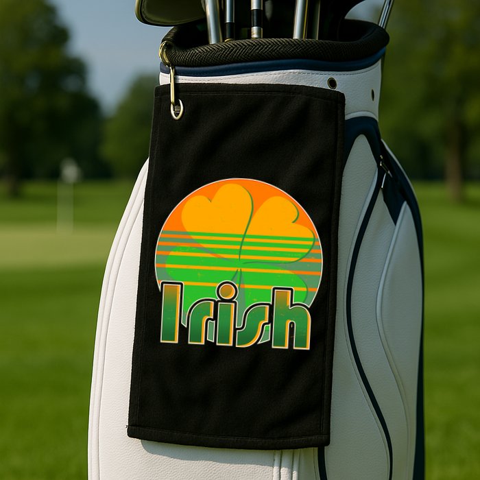 Retro Irish Shamrock Emblem Golf Towel