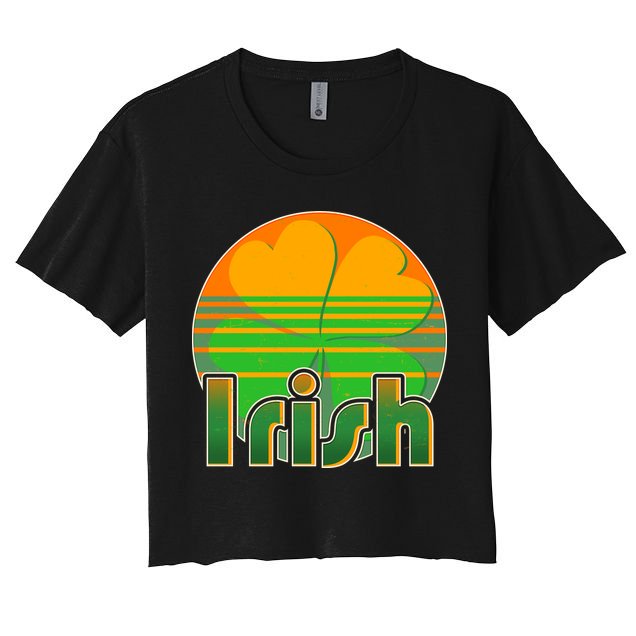 Retro Irish Shamrock Emblem Crop Top