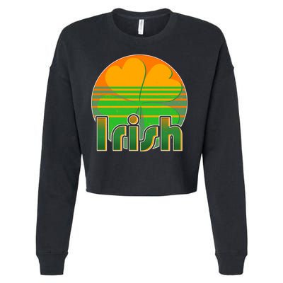 Retro Irish Shamrock Emblem Cropped Pullover Crew