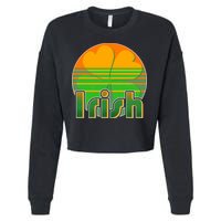 Retro Irish Shamrock Emblem Cropped Pullover Crew