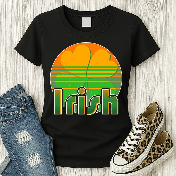 Retro Irish Shamrock Emblem Womens T-Shirt