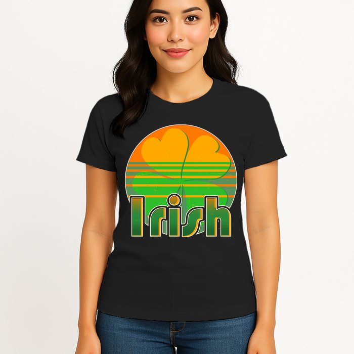 Retro Irish Shamrock Emblem Womens T-Shirt