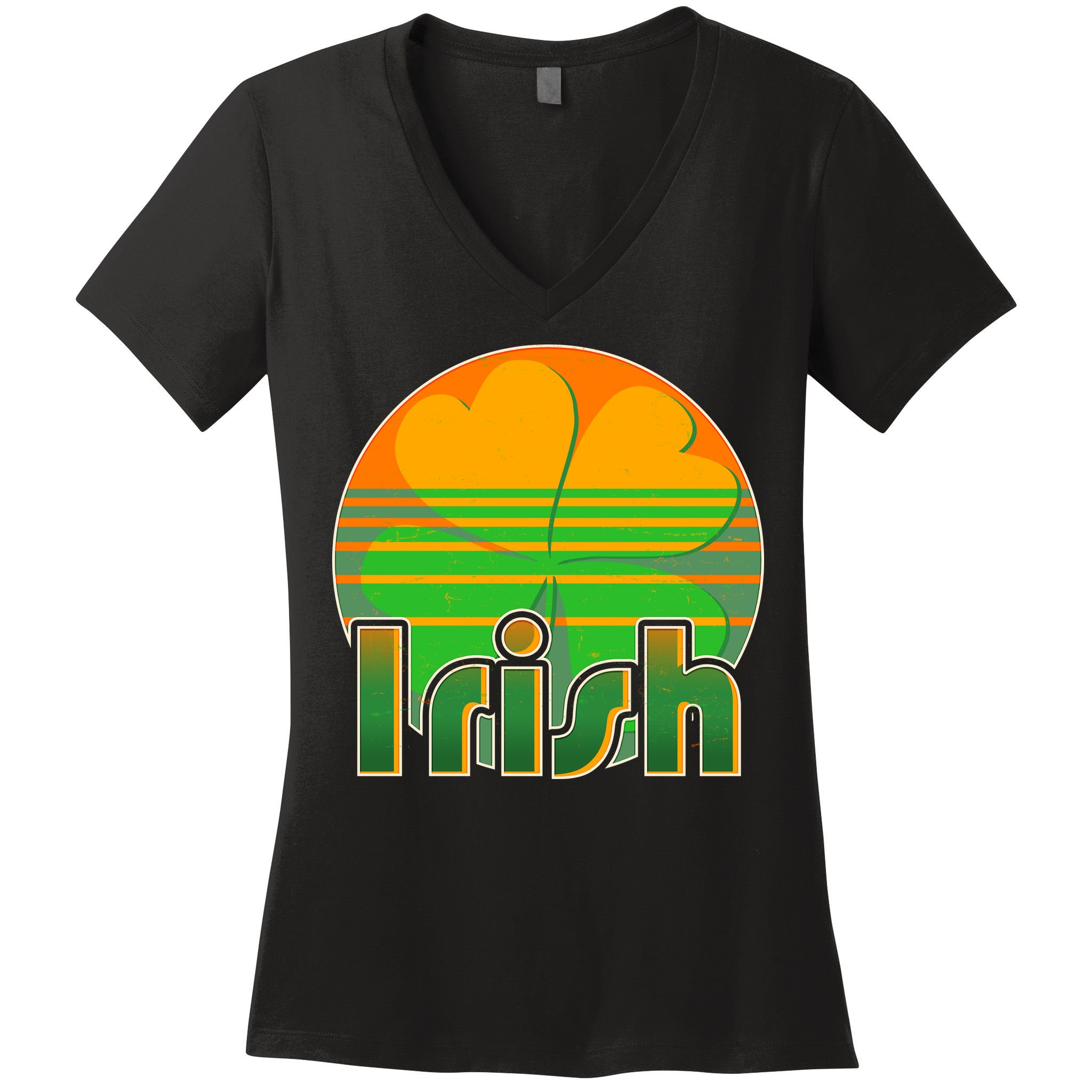 Retro Irish Shamrock Emblem Women's V-Neck T-Shirt