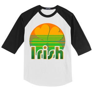 Retro Irish Shamrock Emblem Kids Colorblock Raglan Jersey