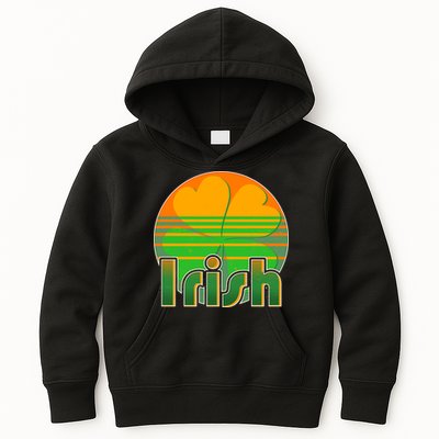 Retro Irish Shamrock Emblem Kids Hoodie
