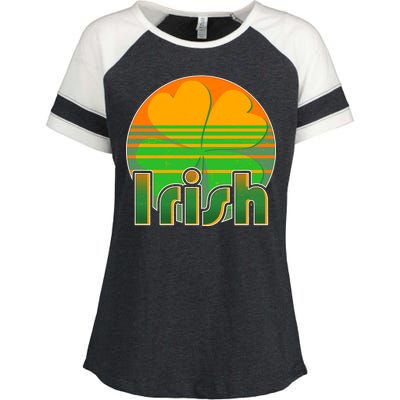 Retro Irish Shamrock Emblem Enza Ladies Jersey Colorblock Tee